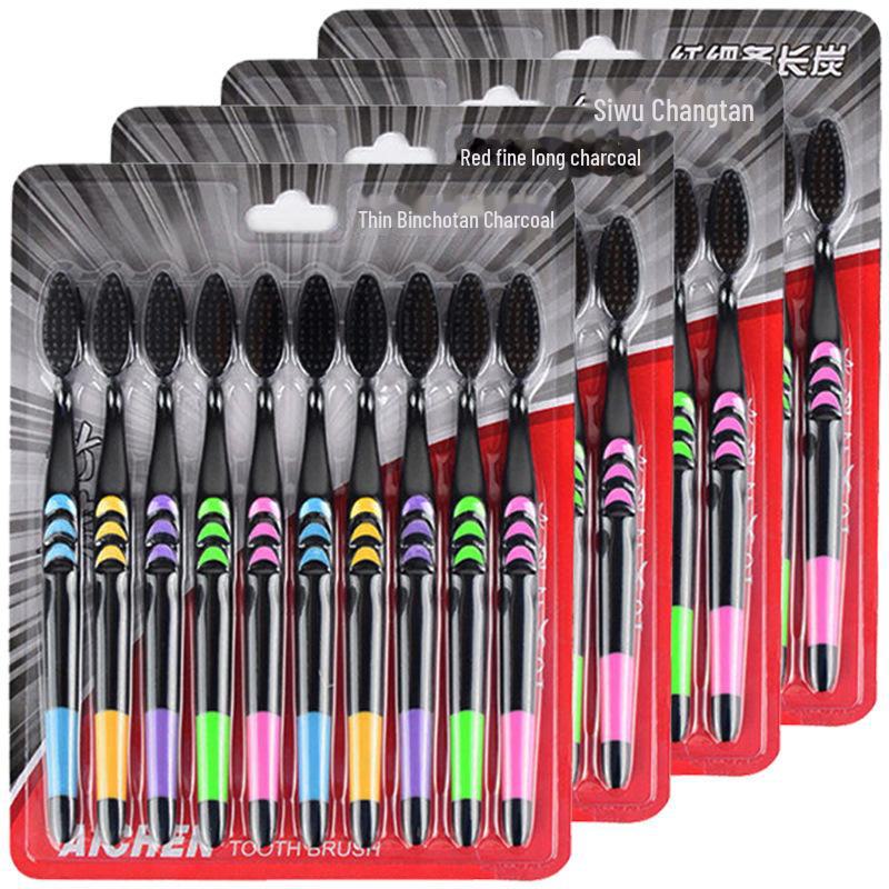 Small Moon Soft Bamboo Charcoal Toothbrush - Universal Family Pack for Adults, Men, and Women
