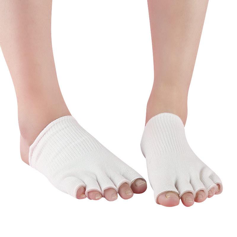 Women's SPA Cotton Fiber Gel Split-toe Open-toe Half-cut Five-toe Socks White Gel Open-toe Spot Wholesale