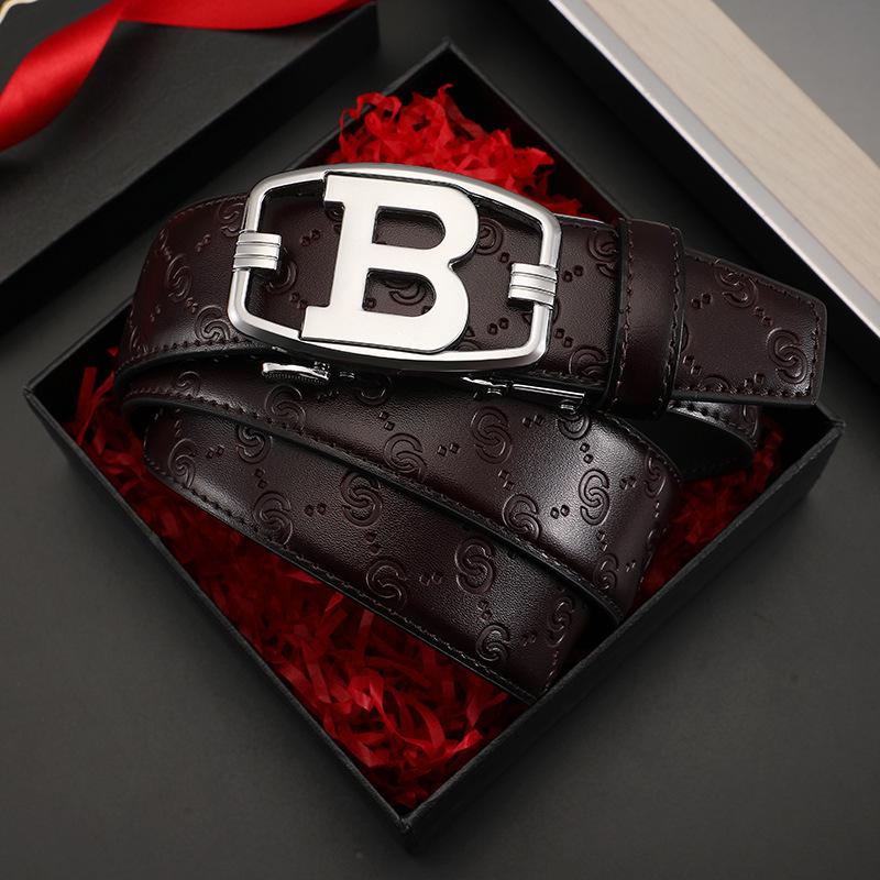 Men's High-End Genuine Leather Automatic Buckle Belt - Versatile Casual Cowhide Waistband