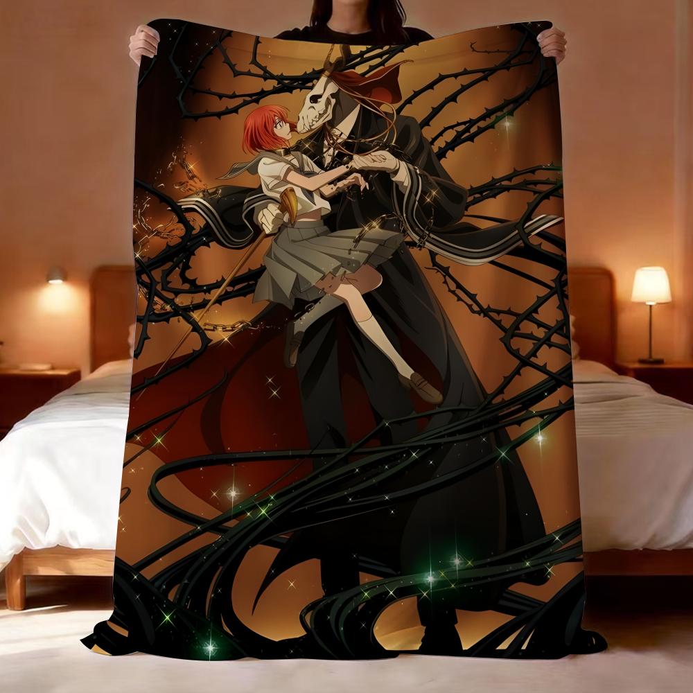The Ancient Magus  Bride Throw Lightweight 240g Flannel Blanket Soft Skin-friendly for Summer Cooling 75x90cm