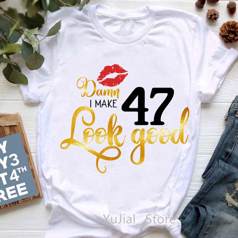Europe and The United States Womens 50th Birthday Blouse Half Sleeve A Generation of Hair Tshirt Crewneck Tshirt Women Tops