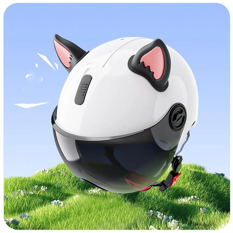 Soft ABS Bear Ear Helmet Decorations 1 Pair Adorable Appearance Easy to Install for Outdoor Riding Sports Helmets