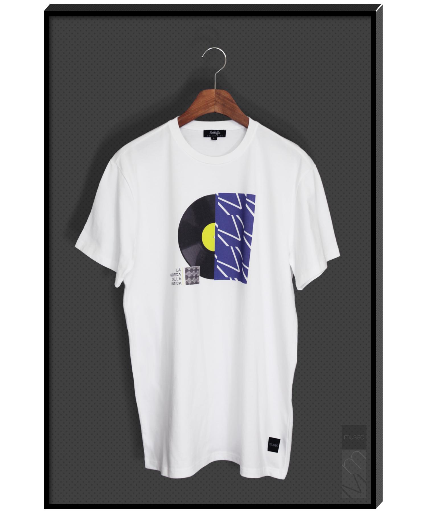 Bellepa La Fabbrica Della Musica (Music Factory) Designer T-Shirt Short Sleeve T-Shirt White/S