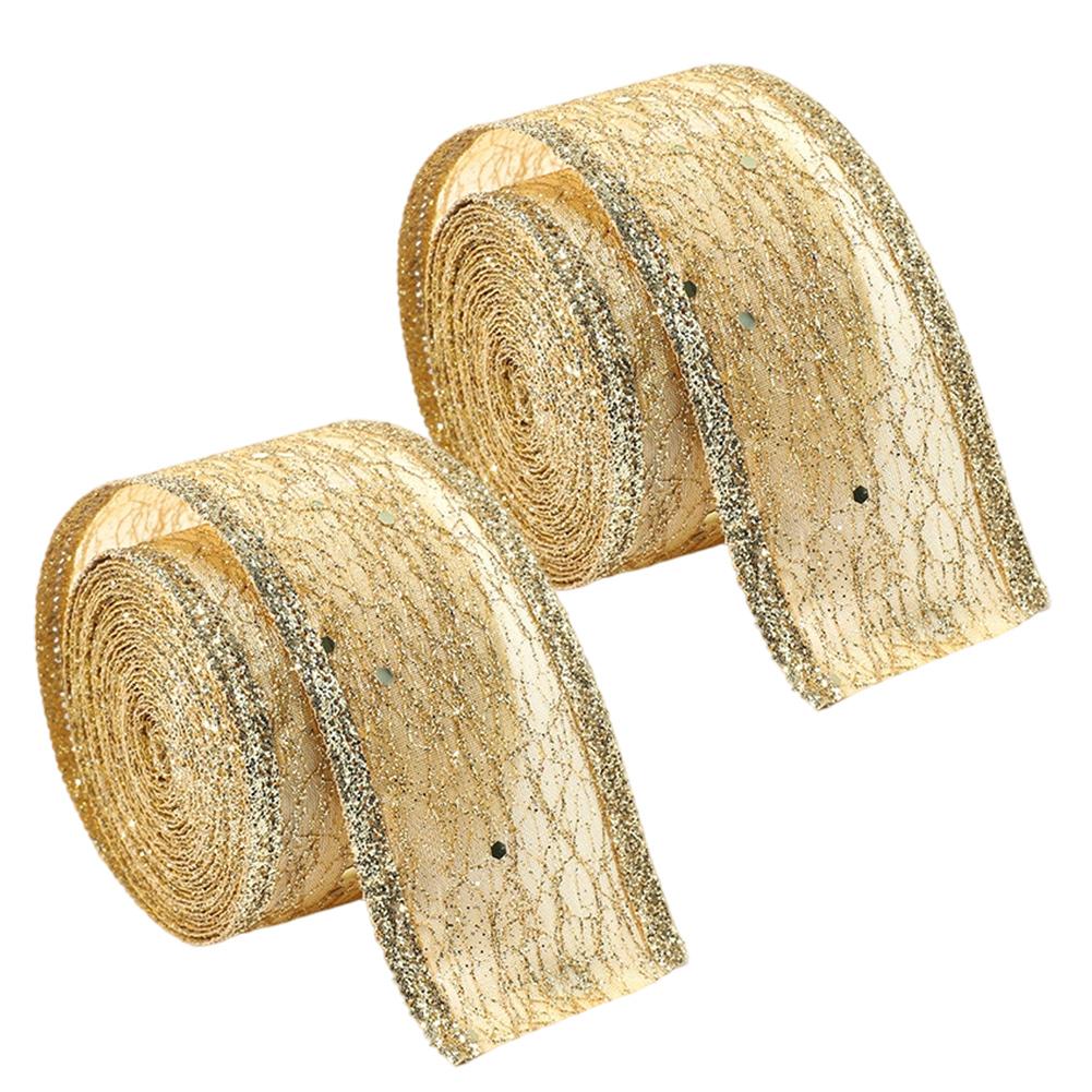 Decorative Mesh Ribbon Featuring Wired Edge Satin Organza and Sparkling Sequins for Holiday Crafts and Displays