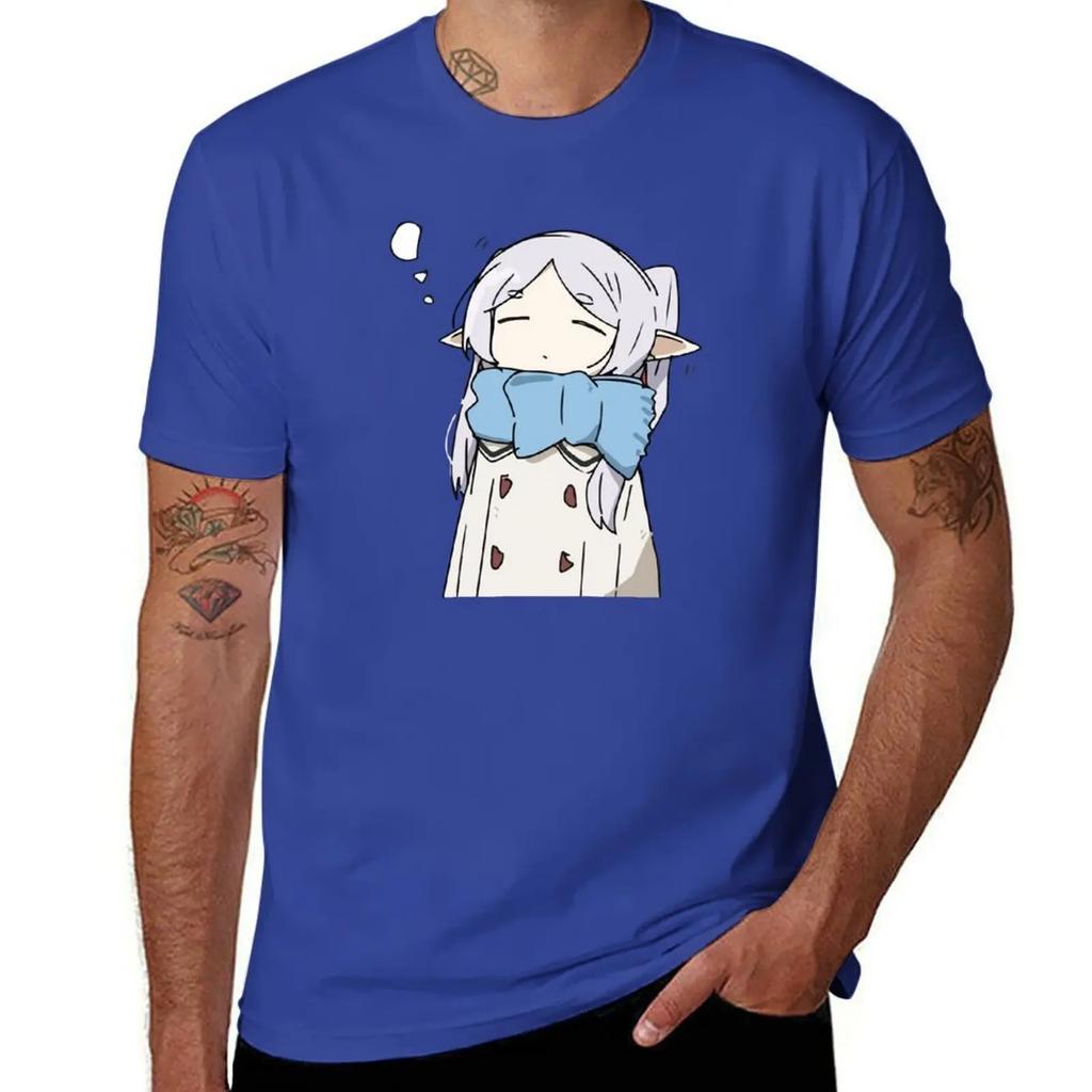Sleepy Eepy Frieren Doodle Tshirt Anime T Shirts Baggy Shirts Unisex Clothing