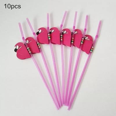 10 sztuk Dekoracja Urodzinowa Dziewczynki z Piłką Walentynkowa Flaming Flamingo Słomka do Picia Słomka do Picia