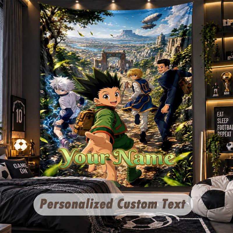 Personalized Wall Tapestry,Hunter × Hunter Custom Printed Name, Fabric Wall Art For Indoor Room Backdrop