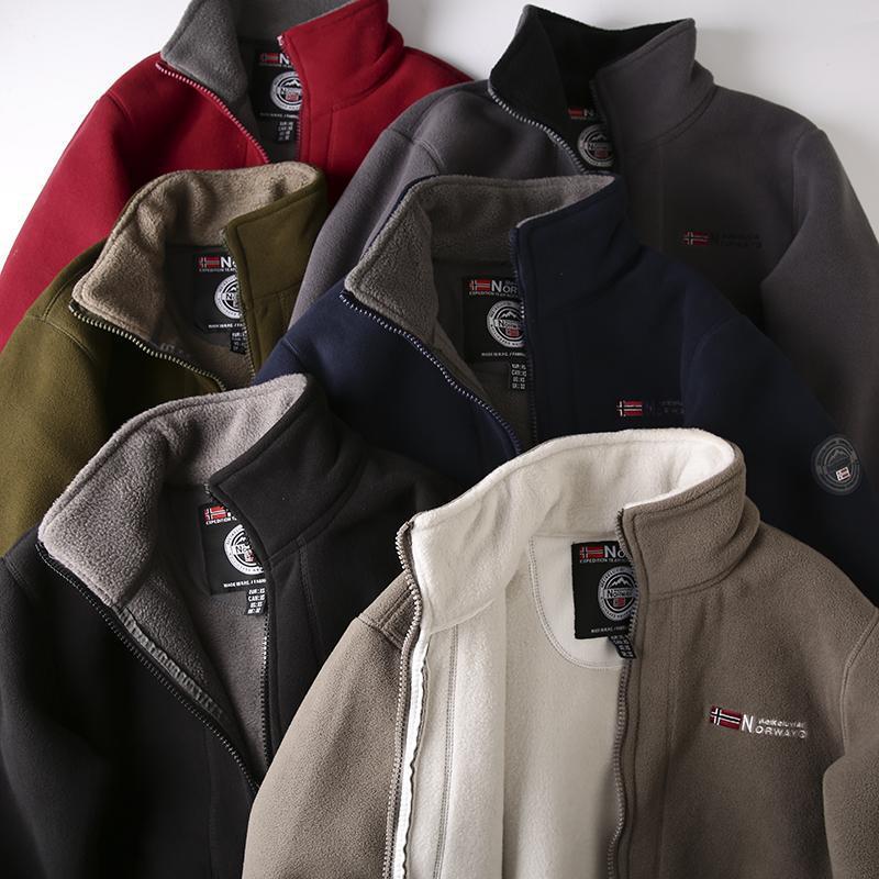 Herren Norwegen Plüsch Doppelseitige Fleecejacke: Warme, lässige, locker sitzende Überbekleidung in Übergröße für Herbst/Winter
