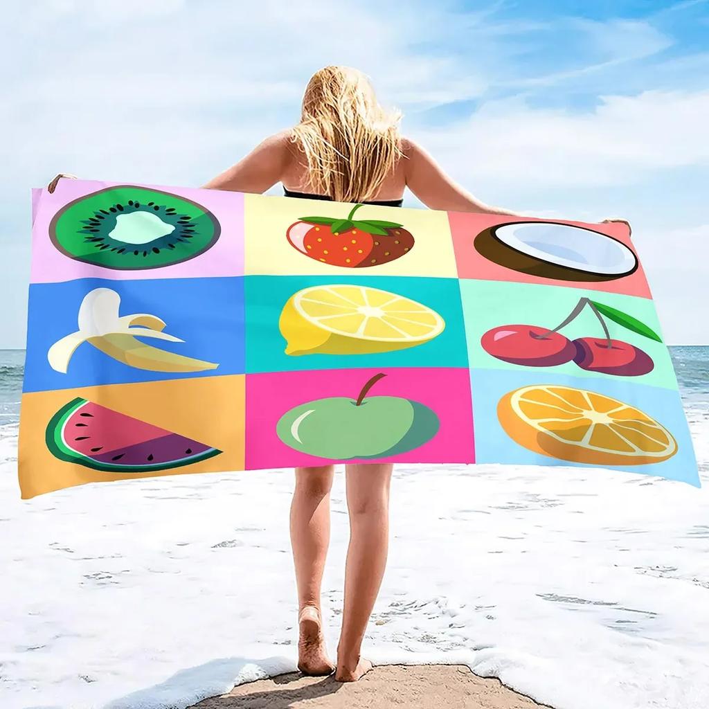 Funny Fruit Quick Dry Beach Towel Oversized Sand Free Large Beach Towels Bath Beach Pool Gym Travel Towel Gifts for Kids Adults