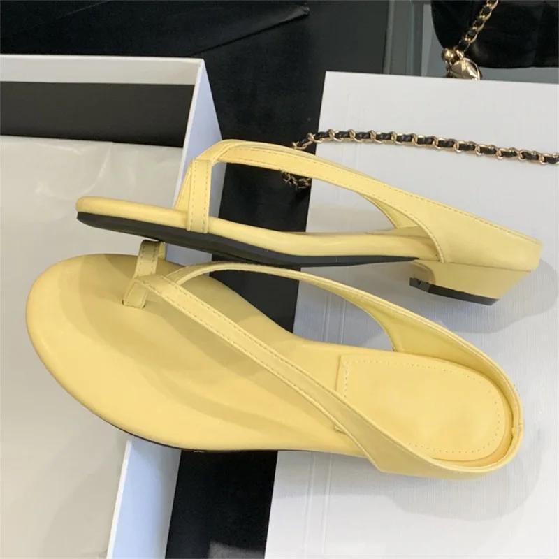 Fashion Eilyken Summer Round Clip Toe Slippers Woman Low Heels Fashion Flip Flops Party Casual Shoes Zapatos De Mujer
