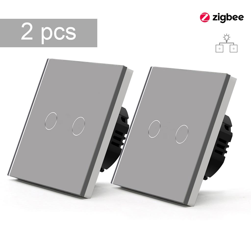BSEED Zigbee Touch Switches 1Gang 2 Way Stair Switches Tuya Smart Glass Switches Google Smart Life Alexa Voice Control 2Pack