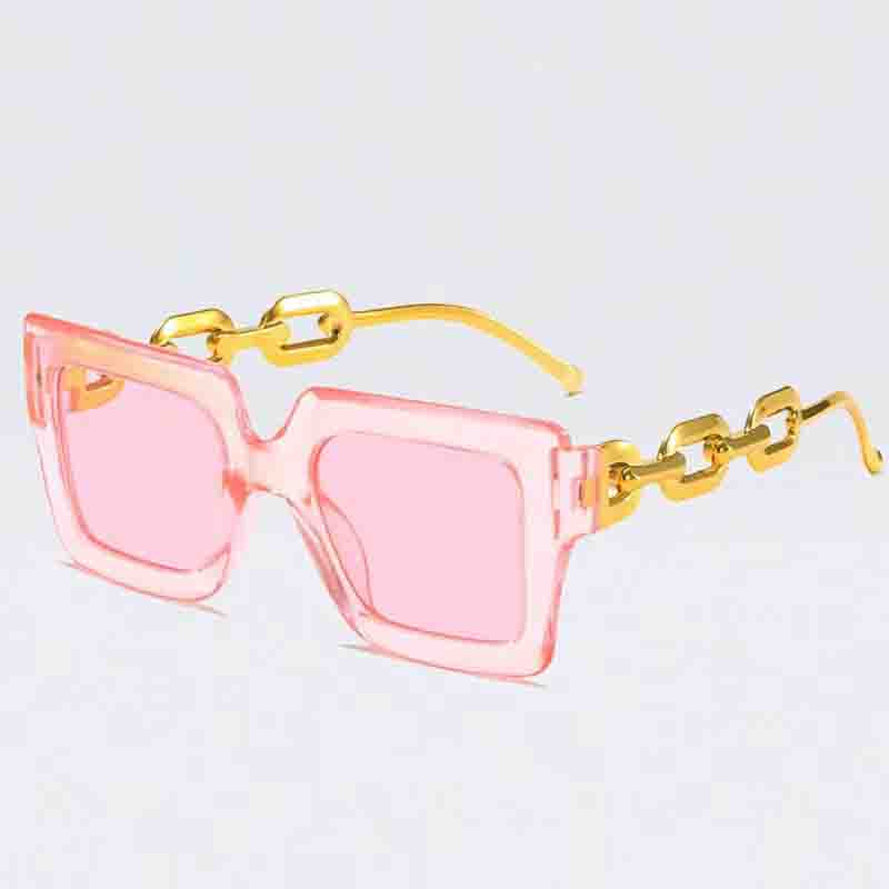 Women Fashion Sunglasses Oversized Frame Women Glasses Brand Designer Square Glasses Uv400 Golden Leg Eyewear Acessories