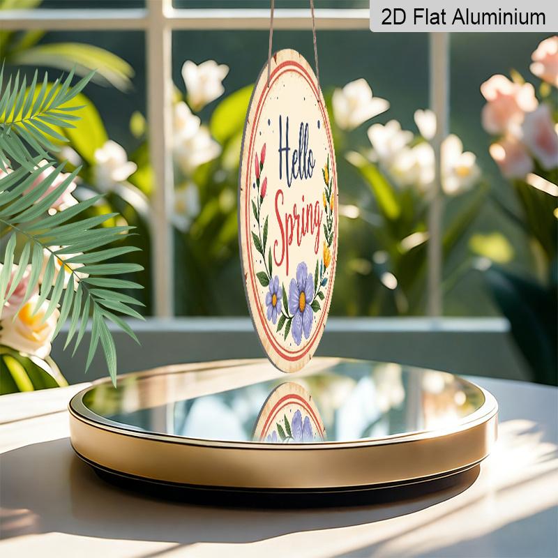 2D Flat 1pc 8X8 Inch Retro Spring Flower Round Metal Wall Decoration-aluminum Retro Pendant, Suitable for Indoor and Outdoor Decoration, Such As