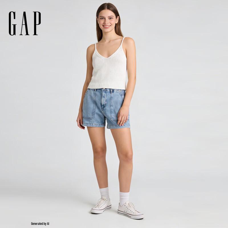 Gap Women's 2026 Spring Cotton Lyocell Straight Denim Shorts