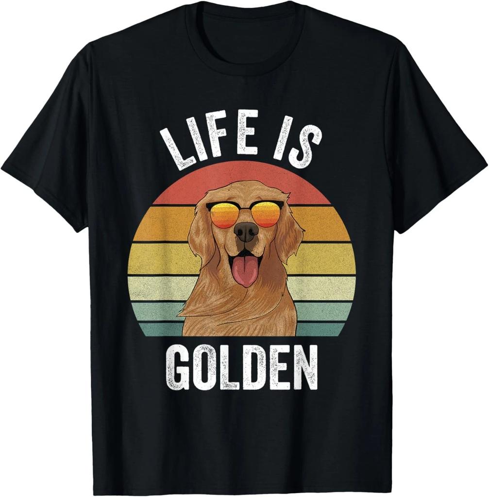 Retro Golden Retriever Funny Dog T-Shirt for Men Women Girls Gift Unisex T-Shirt