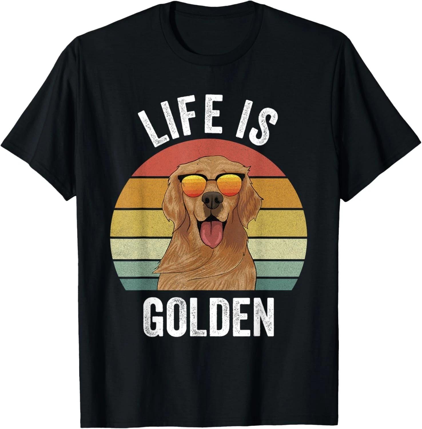 Retro Golden Retriever Funny Dog T-Shirt for Men Women Girls Gift Unisex T-Shirt M