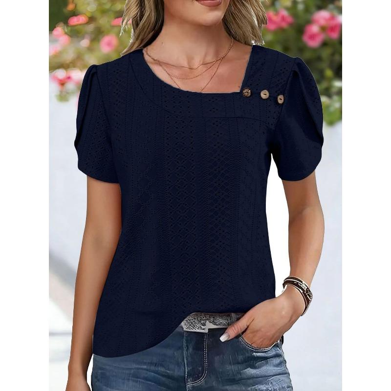 JPNTKY Women's Fashion Casual Short Sleeve Blouses & Shirts