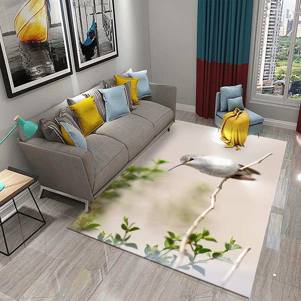 3D Colorful Bird Carpet Cute Birds with Flowers Doormat Rugs for Bedroom Living Room Floor Hallway Mats Bathroom Non-slip Mats
