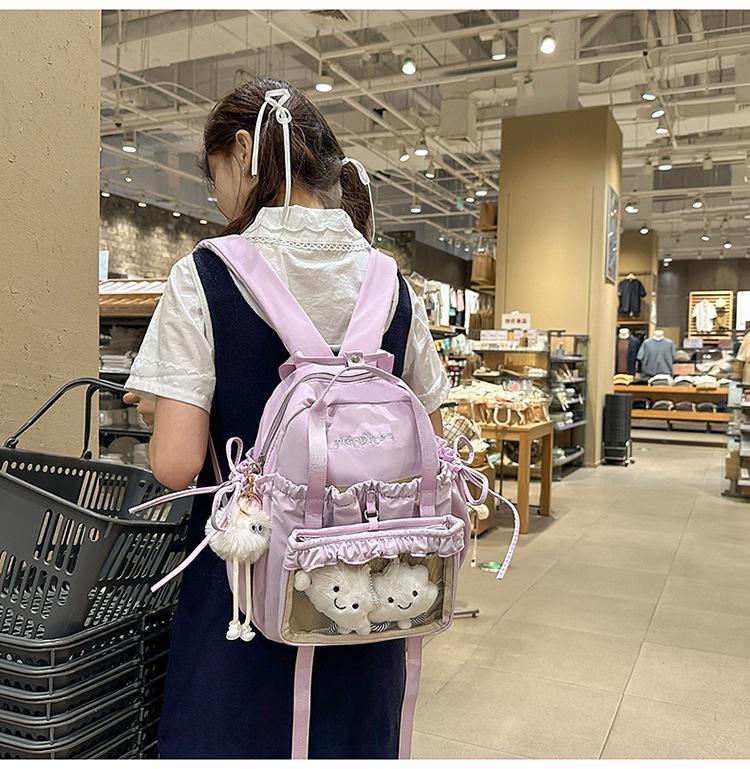 Student Rucksack mit großem Fassungsvermögen, lässig, mit Cartoon-Anstecknadeln, für Reisen und Schule