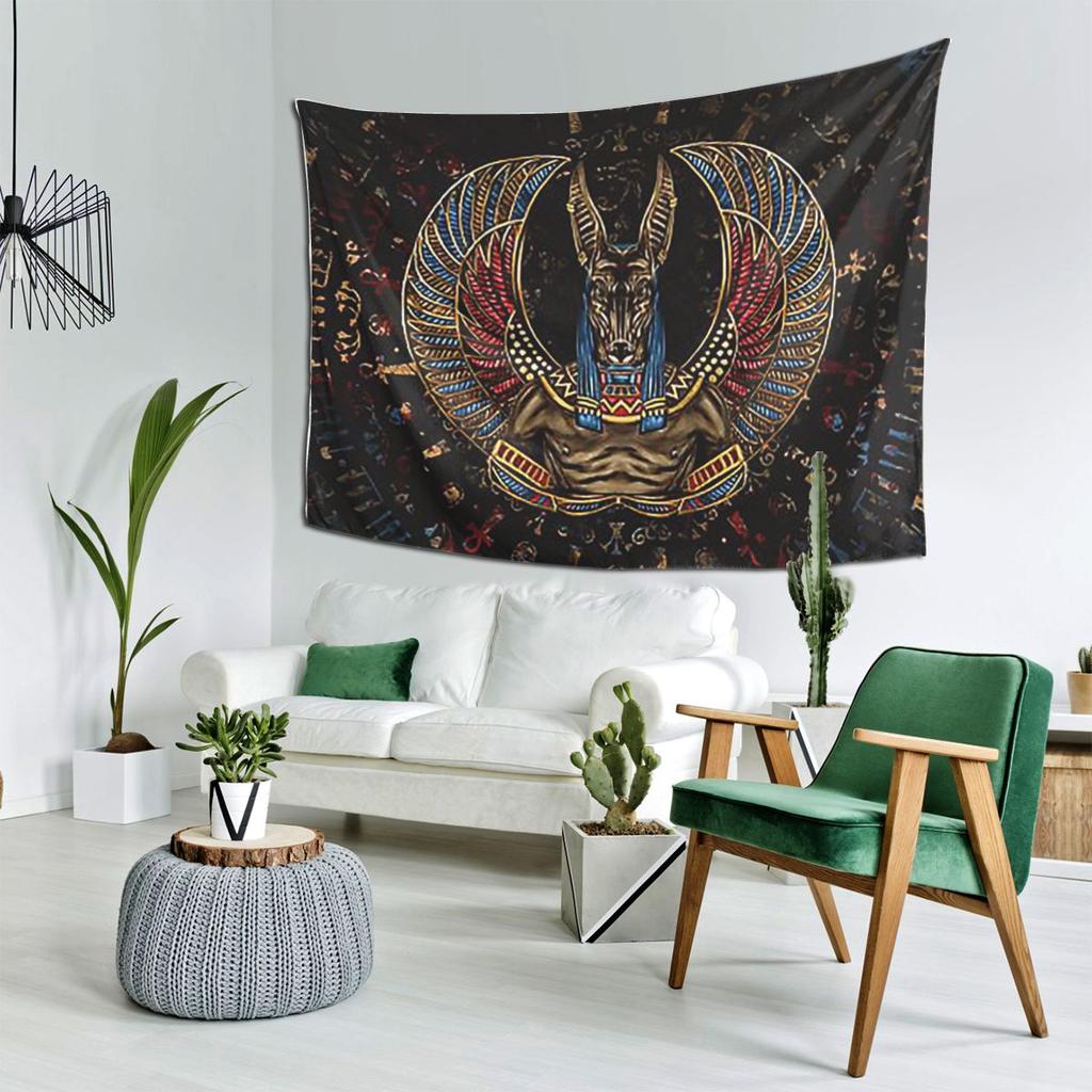 Anubis Egyptian God Tapestry Decor Art Aesthetic Tapestries for Living Room Bedroom Home Wall Cloth Wall Hanging