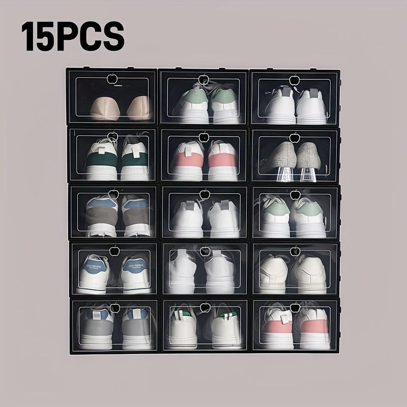15pcs Transparent Shoe Storage Boxes - Space-Saving Foldable Shoe Organizer, for Sneakers, Boots, and Shoes - Pp Material, Shoe Storage Organizer