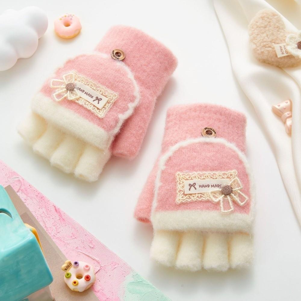 Soft Warm Kids Gloves Plush Writing Gloves Gifts Half Finger Mitten  for Girls Boys