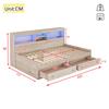 Sofa Bed Flieks 90x200 Daybed with Storage Space, Functional Bed with 2 Drawers, USB Charging Ports, Natural