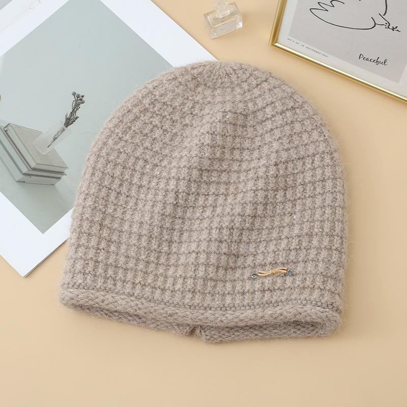 Korean New Colorful Diamond Plaid Rabbit Hair Pile Hat Outdoor Plus Velvet Thickened Windproof Warm Hat Autumn and Winter Casual Cold Hat