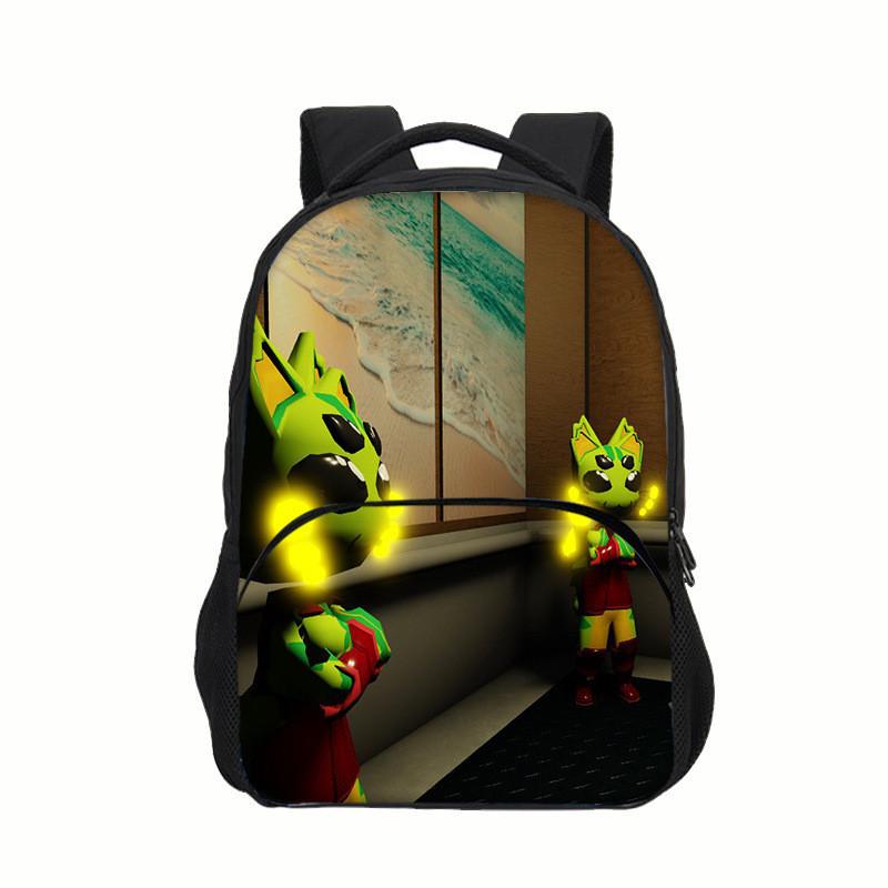 Regretevator Gnarpy Green Cat Backpack With Printed Design For School Use