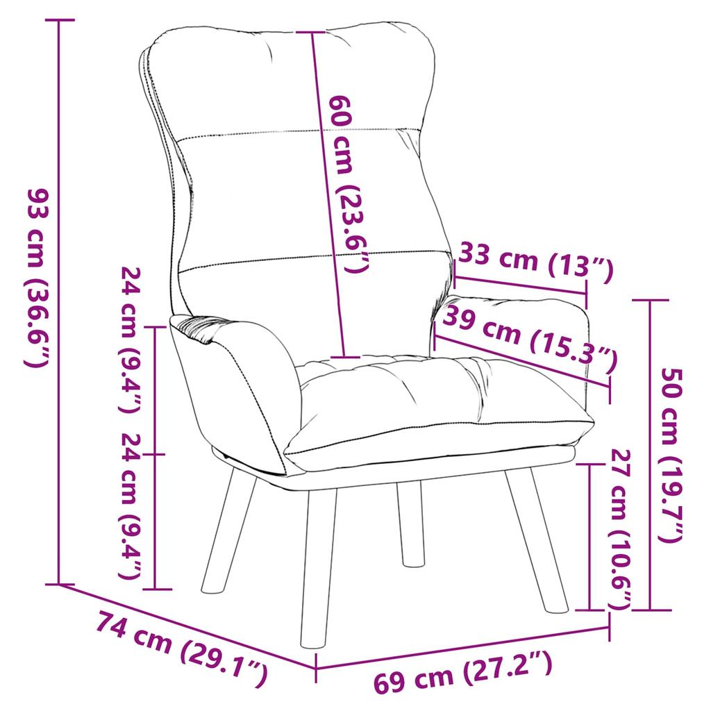 Armchair Dark Grey 69 x 74 x 93 cm Velvet