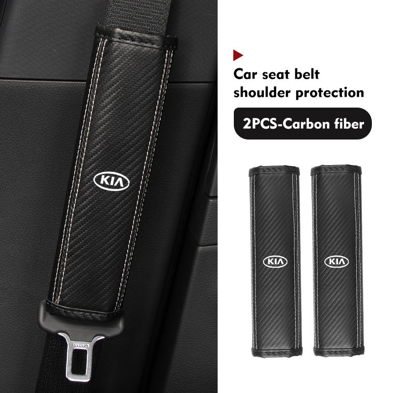 CASSX1 For KIA Leather Car Seat Safety Belt Soft Protector Shoulder Strap Pad Auto Accessories Ceed Sportage Rio K5 K2 Optima Cerato