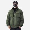 Plucked Lamb Wool Multi Pocket Fur Collar Cotton Jacket for Men In Winter, Solid Color Hooded Cotton Jacket