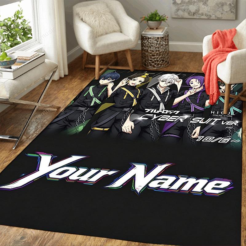 Custom 1Pc Name Flannel Personalized Rug Non Slip Floor Mat Soft Carpet for Living Bedroom Office Home Decor Gift