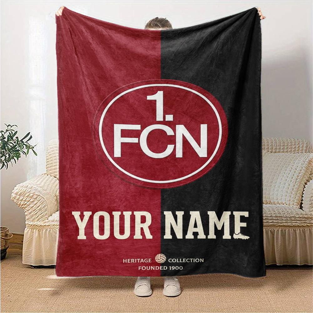 Name Custom 1.FC Nürnberg Logo Print Flannel Blanket High Quality Warm Comfortable Cover for All Seasons Perfect for Gifts Home Decor