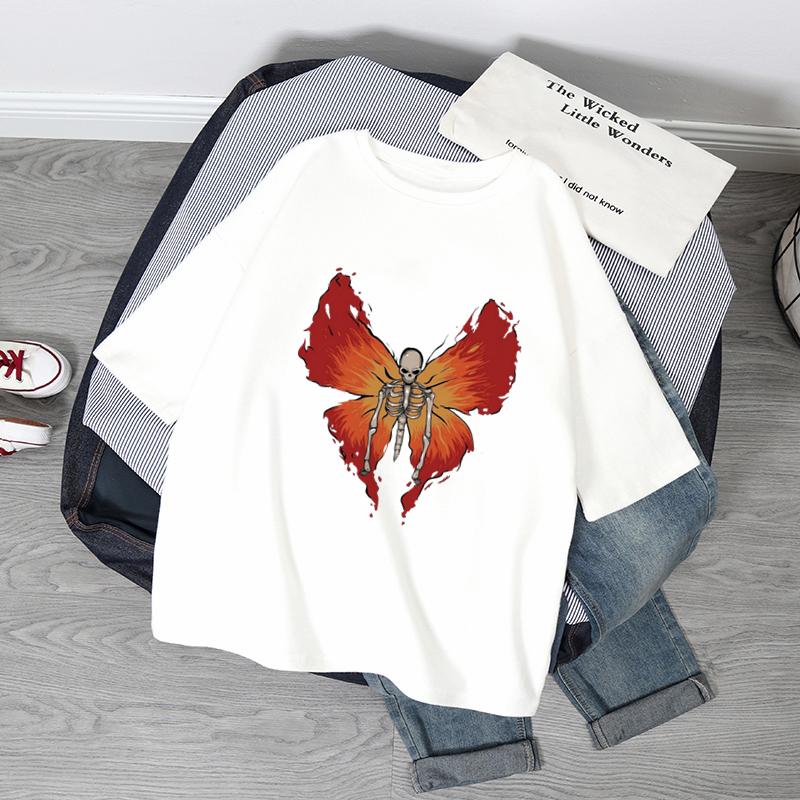 Übergroße T-Shirts Damen Schmetterlingsdruck T-Shirt Sommer Kurzarmshirt Harajuku Mode Grafik-Tops Damen T-Shirt Kleidung