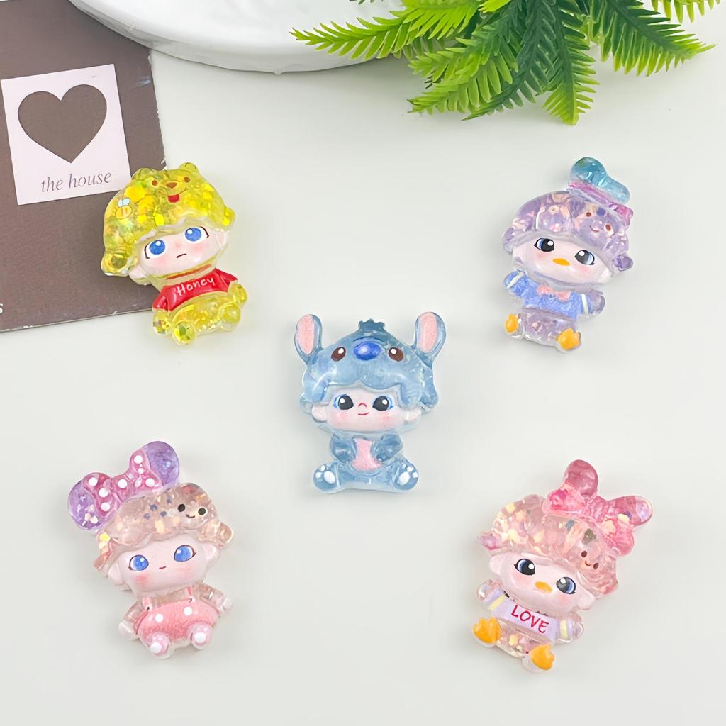 Cartoon Glitter Bubble Girl Resin DIY Accessories for Phone Cases, Hair Clips, and Keychains.