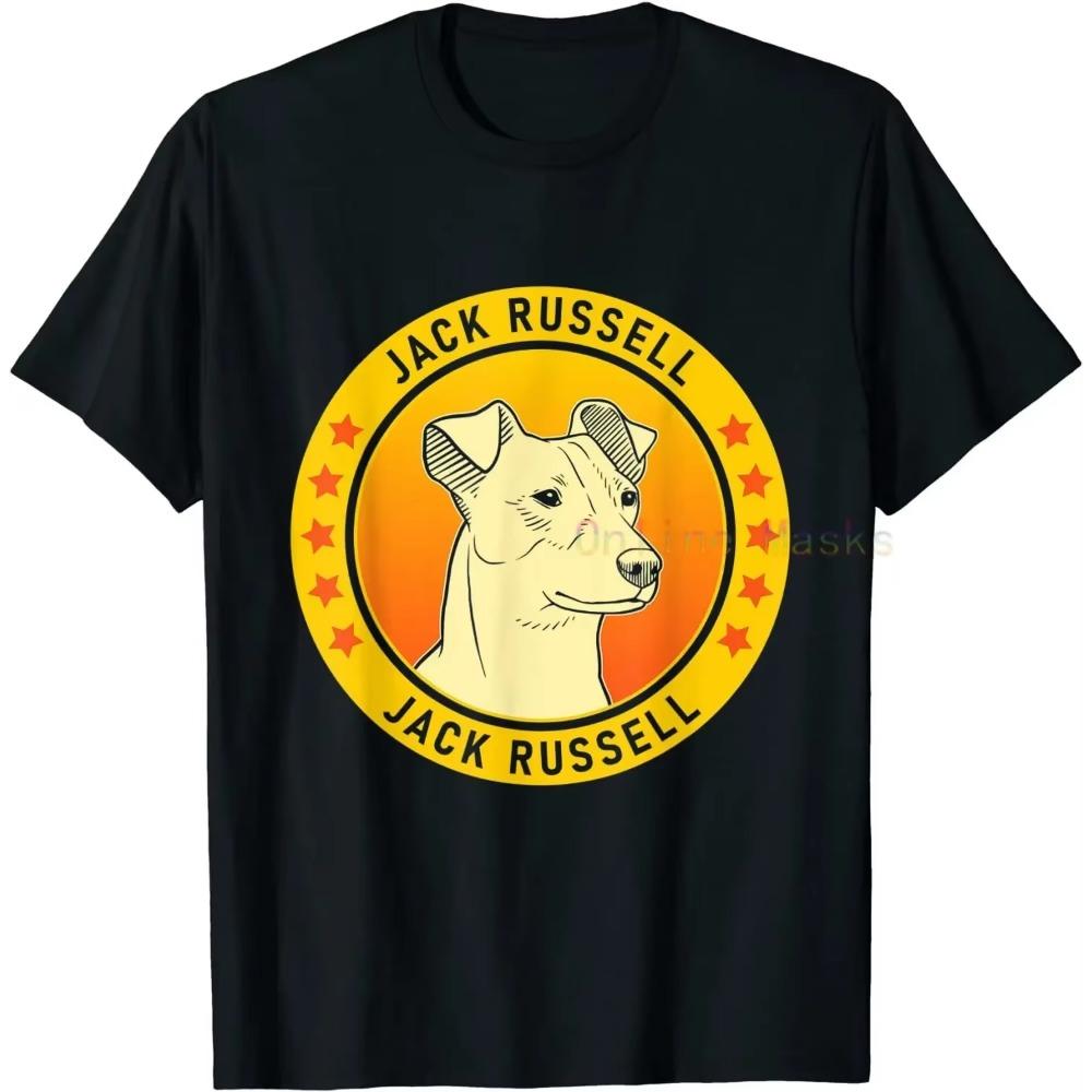 Funny Jack Russell Vintage Sunset Dog T-Shirt Mens Short Sleeve Cotton Dog Dad Mom T-shirt Printed Tee Shirt Harajuku Gift