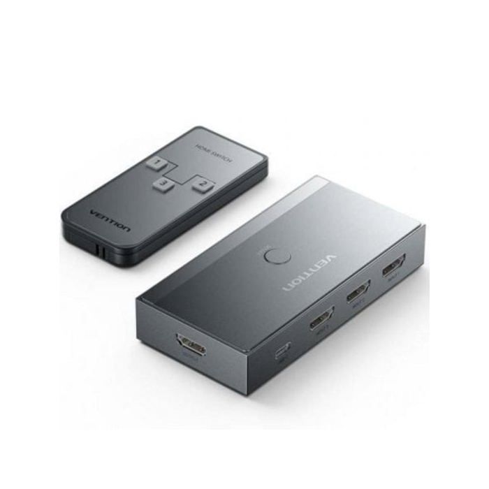 Switch HDMI 8K Vention AKRH0 3x HDMI Hembra/USB-C/Aleación de aluminio/Niquelado