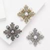 Vintage Rhinestone Cross Baroque Brooches for Women Unisex Pearl Court Pins Event Funny Luxury Gifts New Year Friends Decoration