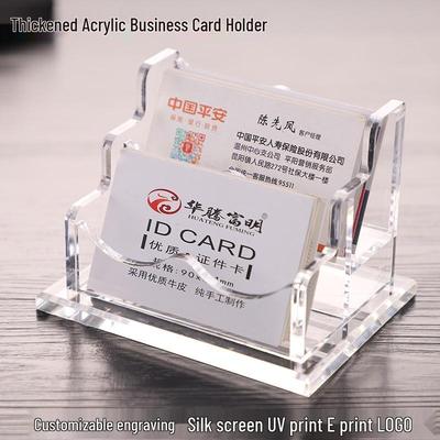 Transparenter Acryl-Visitenkartenhalter, Minimalistisches Mehrfachschlitz-Design mit großer Kapazität für die Aufbewahrung auf dem Schreibtisch im Büro.