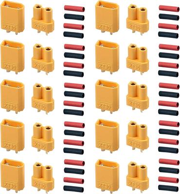 High-Quality XT30 Male-Female Connectors – 10 Pairs | Ideal for LiPo RC Batteries, RC Helicopters, Car Stereos | Yellow Plastic