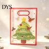 Transparent Plastic Goodie Bags Christmas Gift with Handles, Reusable Clear PP Treat for Present Wrapping Candy Apples Cookies, Holiday Party
