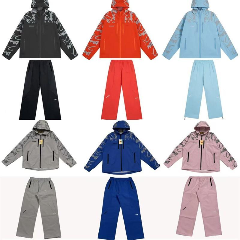 25 Devils Island Embroidered Letter Windbreaker Jacket Pants Set American Street Casual Zip Suit Teens
