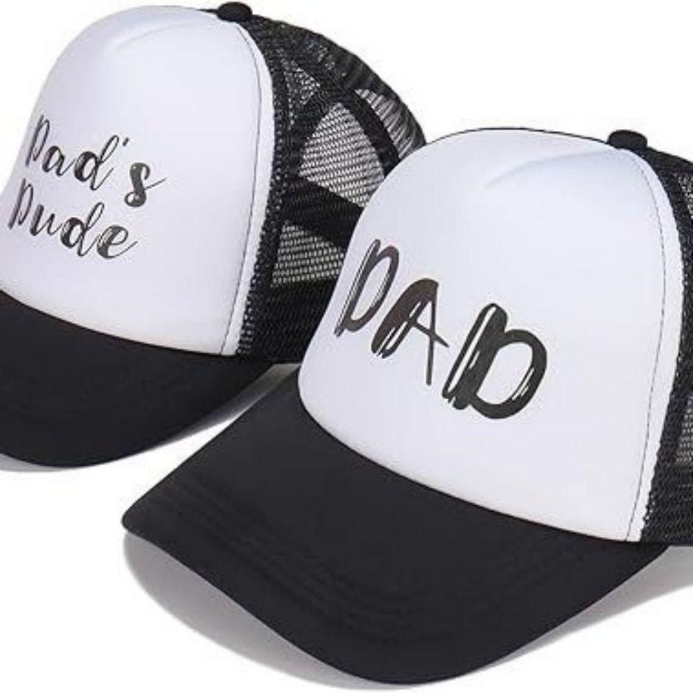 DAD MOM MINI Printed Family Baseball Cap Washed Cotton Mesh Baseball Hats For Mom Dad Kids
