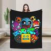 Video Game Geometric Dash Old School Gaming Flannel Throw Blanket Geometry Dash Blankets for Bedding Office Ultra-Soft Quilt,
