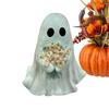 Ghost Figurine Resin Ghost Halloween Decor With Flowers Spooky Decoration Ornament Figure For Tabletop Entryway Bedroom Living