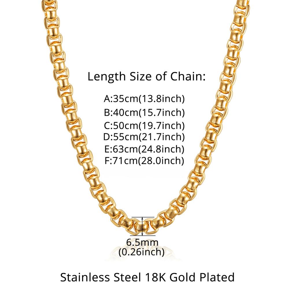 Punk 6.5mm Box Chain Thick Male Gold Silver Color Stainless Steel Heavy Chain Link Necklace for Women Men Cool Jewelry Gift 2025