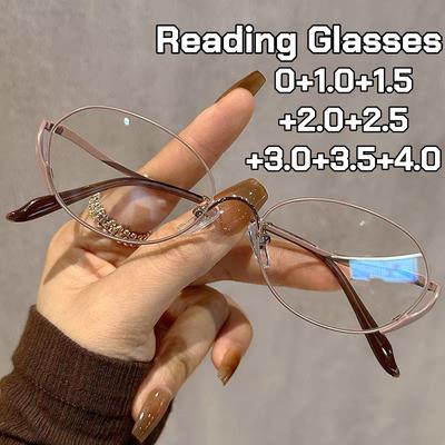 Neue Trends Ultraleichte Elliptische Kleine Rahmen Lesebrille Damen Anti Blaulicht Design mit Gebogenen Bügeln Altersweitsichtigkeit Brille