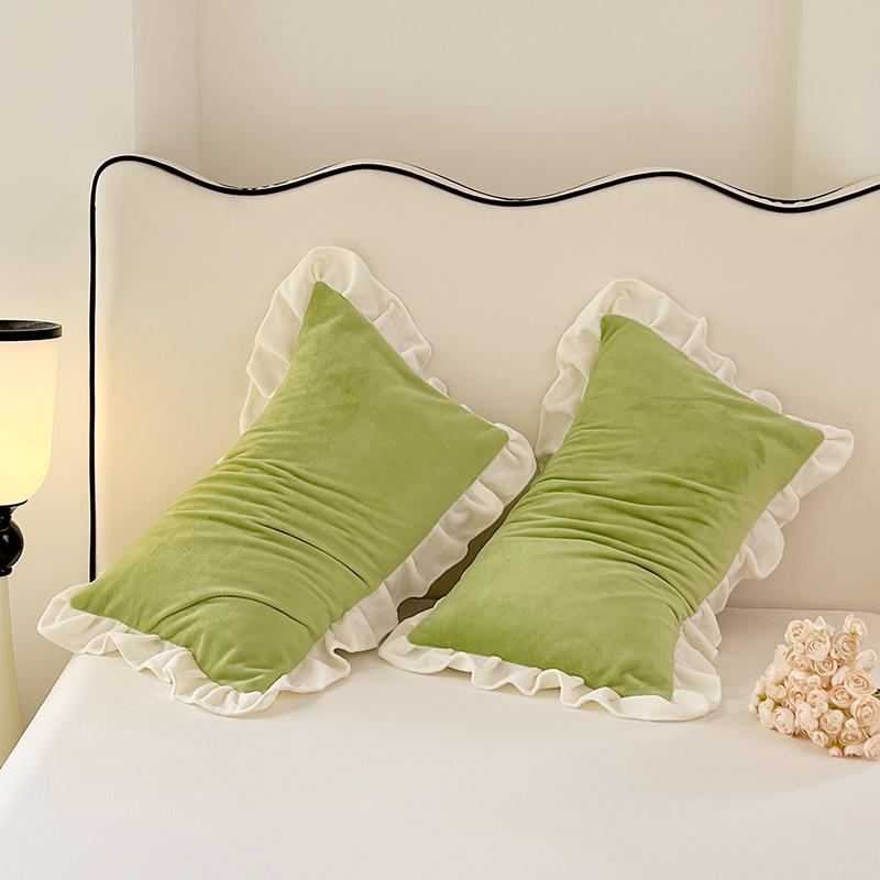 

2 шт. одинарная наволочка мягкая теплая осень/зима кристальный бархат фланель/флис наволочка однотонная кофейно-верблюжья 48*74 см без наполнителя 48X74cm-2pcs