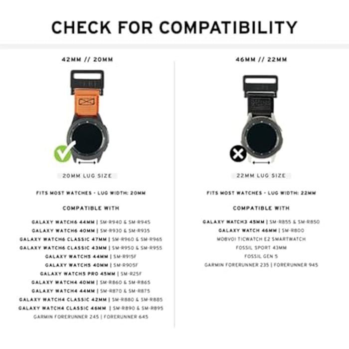Bracelet De Rechange En Silicone - URBAN ARMOR GEAR - Compatible Samsung Galaxy Watch 6 - Noir - 20mm